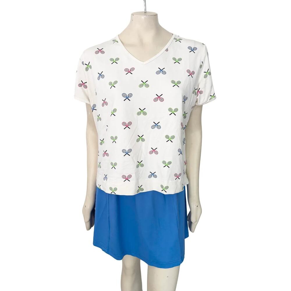 VTG 80s LILY'S OF BEVERLY HILLS Skirt Set Tennis prep Sporty Tennis Racket SZ 1X